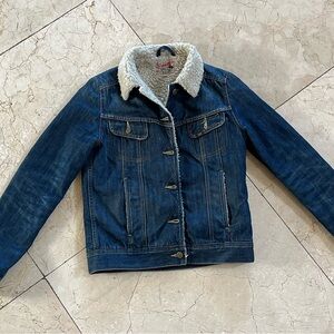 Lee Blue Denim Jacket with Cream Sherpa Lining